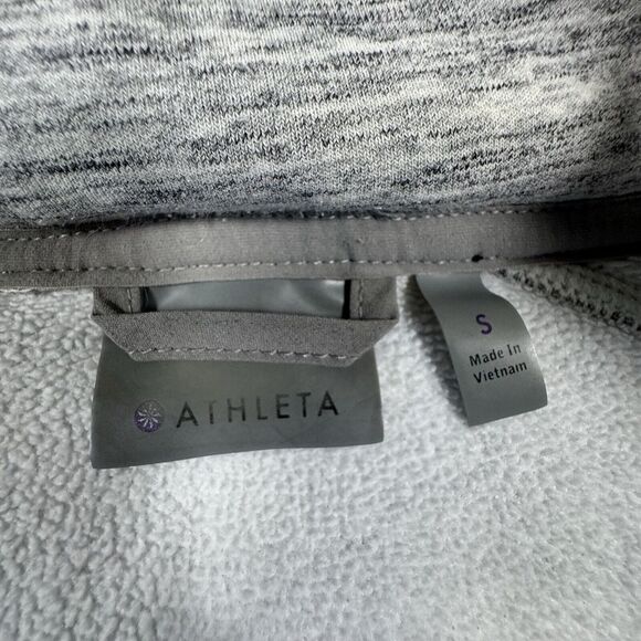 Athleta Stronger Full Zip Hoodie Heather Gray Women's S Fleece Lined Athleisure - Picture 3 of 11